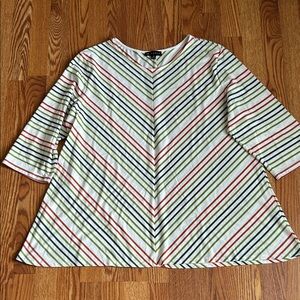 N Touch Multicolor Striped Tunic Top Size 1X 3/4 Sleeve